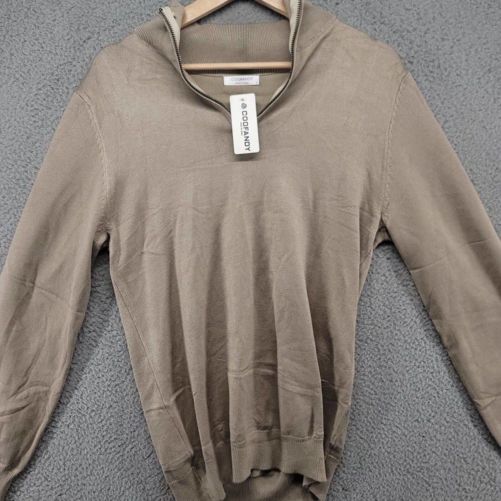 Coofandy sweater Mens Small Viscose beige‎ sweater 1/4 zip - Picture 10 of 16